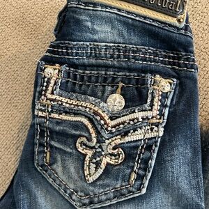 Rock Revival Dark Blue Jeans with Embroidered Pocket